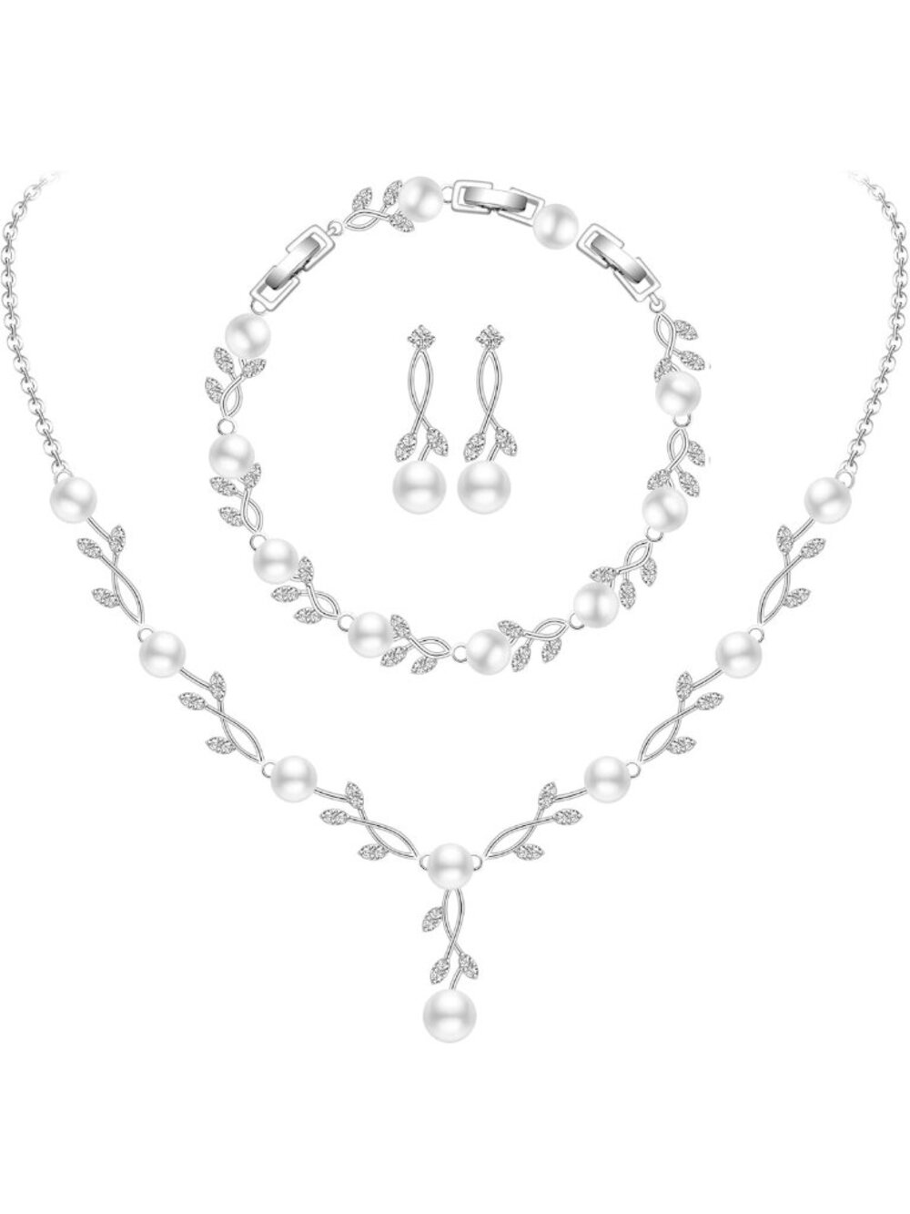 Elegant Wedding Jewelry Set for Bride & Bridesmaids - Cubic Zirconia Necklace